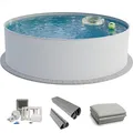 Fresh-Pool Profi Stahlwandpool Set rund, 350x120 cm, Stahl 0,6 mm weiß, Folie