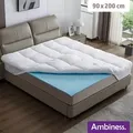 AMBINESS Matratzen Topper mit Memory Foam Gel Kern | 7 Größen | 80x200cm - 180x200cm | 7cm Gelschaum Matratzentopper | Spannumrandung temperaturr...