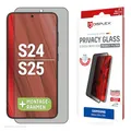 Displex Privacy Full Cover Schutzglas (10H) für Samsung Galaxy S24/S25, Eco-Montagerahmen, Privacy Filter, Tempered Glas, kratzer-resistente Schutzfolie, hüllenfreundlich