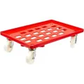 PROREGAL Transportroller für Euroboxen 60 x 40 cm mit Kunststoffräder Rot Gitter/Rasterdeck 2 Lenkrollen und 2 Bremsrollen Traglast 300 kg