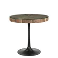 Bistrotisch rund 80cm Altholz MERID kleiner Esstisch Holz Glas & Eisen