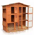 Mucola Hühnerstall Hasenstall Kaninchenstall Holz Freilauf Hasenkäfig Haus Gefügelstall Hühnerhaus Hühnervoliere Kleintierstall XL