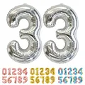 Ponmoo Luftballons Zahlen 33 Silber, Riesen Nummer 0 1 2 3 4 5 6 7 8 9 10-19 20-29 30-39 40 50 60 70 80 90 100, groß Folienballons für Hochzeit Jubiläum, Geburtstagsballons Party Dekoration