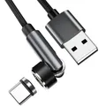 INF Magnetisches Ladekabel mit USB-C-Stecker,Datenübertragung Magnetkabel geflochtenes Ladekabel mit drehbare Design 1m Schwarz