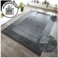 THEKO Wollteppich Gabbeh Super, Handweb, auch als Läufer erhältlich, reine Wolle, rechteckig, Höhe: 9 mm, Schlafzimmer, Wohnzimmer, Esszimmer, auch als Bettumrandung blau|grau 120 cm x 180 cm x 9 mm