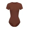 creamy fabrics Damen Figurformender Shapewear T-Shirt Bodysuit mit Crew Neck – Nahtloser Body für unsichtbaren Sitz – Bodie für starke Bauch- & Taillenkompression – Kurze Ärmel