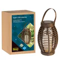 Idena 31243 - Solar LED-Laterne mit warmweißem Licht, aus schwarzem Kunststoff mit Henkel und LED-Kerze, inkl. Solar-Modul und Akku, ca. 26 x 16 cm groß, zur dekorativen Beleuchtung im Außenbereich