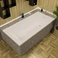 ECOLAM® große Badewanne 190x90 cm TAMI Rechteck Styroporverkleidung befliesbar Wanne Acrylwanne Acryl weiß + Ablaufgarnitur Ab- und Überlauf Automatik Füße Silikon Set