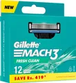GILLETTE Mach3 Herrenrasierer Ersatzklingen 1 Packung - 12 Stück.
