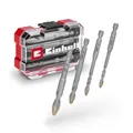 Original Einhell XS-CASE 4-tlg. HM-Fliesenbohrer-Set (aus Werkzeugstahl, spezialgeschliffene Hartmetallplatte, Zentrierspitze, E 6.3 Schaft inkl. Aufbewahrungsbox)