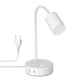 ledscom.de Tischleuchte WAIKA, weiß, USB-A, USB-C, inkl. GU10 LED Lampe (3-Stufen-Dimmer, weiß, 6,1W, 609lm)