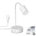 Tischleuchte WAIKA weiß USB-A USB-C inkl. GU10 LED Lampe (3-Stufen-Dimmer weiß