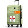 Travely Polycarbonat Koffer Groß 67cm L - 60L Innenvolumen - sehr robuster Hartschalen Koffer mit sanften Rollen & TSA Schloss, Reisekoffer, Koffe... - Grün