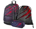 Baagl Schulrucksack Set 3 Teilig, Schultasche für Grundschule Volksschule, Grundschule Ranzen mit Brustgurt, Ergonomischer Schulranzen (Volcano 3)