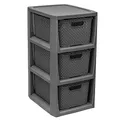 BranQ - Home essential Regal in Rattan Design, Kunststoff PP, Anthrazit, 29,5x24x48,7 cm