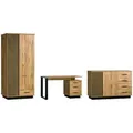 Deine Möbel 24 Jugendzimmer-Set, Eiche Wotan, Schwarz, Holzwerkstoff, 366x56x194 cm, Kinder- & Jugendzimmer, Jugendmöbel, Komplette Kinder- & Jugendzimmer