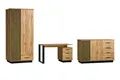 Deine Möbel 24 Jugendzimmer-Set LAMI C (1+8+6) modernes Set in Wotan Eiche mit Lamellen & Schwarz Matt, (Zeitloses Design, Scandi, Industrial, 3-tlg., Geeignet für moderne Jugendzimmer, Homeoffice & Schlafzimmer), Möbelset 3-teilig – Kleiderschrank, Schreibtisch & Kommode