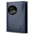 RUTAKO Leder Geldbörse Herren mit RFID Schutz - Portemonnaie Groß mit Münzfach - 12 Fächer - Geldbeutel für Männer - Brieftasche Wallet Portmonee Carbon-Blau