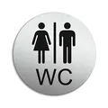 Schild Damen Herren WC Türschild Toilettenschild Ø 100 mm Stärke 1 mm Aluminium Edelstahloptik selbstklebend