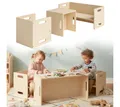 Bellabino Kindersitzgruppe Aki, 3 verschiedene Sitzhöhen, (2x Stuhl, 1x Bank), natur unbehandelt, 2in1 als Sitz oder Tisch nutzbar
