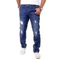 Reslad Destroyed-Jeans Reslad Jeans Herren Destroyed Look Slim Fit Denim Stretch Jeans-Hose Destroyed Look Slim Fit Jeans blau 31