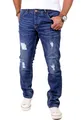 Reslad Jeans Herren Destroyed Look Slim Fit Denim Stretch Jeans-Hose RS-2062 Blau W31 / L32
