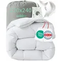 Welldora Daunenbettdecke, Komfort Allergiker Bettdecke Winter, Fachärztlich geprüft, Füllung: 100% Extraweiche Federn & Daunen, Zertifiziert für Tierwohl, Dicke extrawarme Winterdecke 220 cm x 240 cm