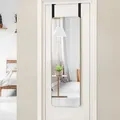 Costway - Wandspiegel Türspiegel, Haengespiegel Ganzkoerperspiegel Mit Bambusrahmen & Abgerundeten Ecken, Moderner Haengender Schminkspiegel Mit 2 Haken Für Flur Wohnzimmer Bad 100cm X 35cm