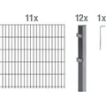 Metallzaun Grund-Set Doppelstabmatte verz. Anthrazit beschichtet 11x 2 m x 1,6 m