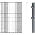 Alberts Doppelstabmatten Zaun, Höhe 160 cm, Länge 22 m, Zaun-Komplettset zum Einbetonieren, anthrazit, Pfosten 60x40 mm - Dunkelgrau