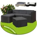 Juskys Polyrattan Lounge Punta Cana M schwarz für 3-4 Personen - Sofa, Tisch & Hocker