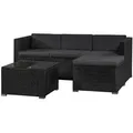 Juskys Loungegarnitur, Schwarz, Dunkelgrau, Kunststoff, 3, Loungemöbel, Loungemöbel-Sets