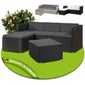 Juskys Gartenlounge-Set Punta Cana, (Set, Sitzgruppe), Polyrattan Sitzgarnitur mit 1 Tisch, 1 Sofa und 1 Hocker, Schwarz