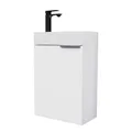 Planetmöbel Waschtisch mit Unterschrank 40 cm Waschbeckenunterschrank, Badmöbel-Set mit Waschbecken für kleine Bäder, Gäste WC, Weiß (inkl. Armatur schwarz matt)
