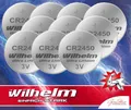 10 x Wilhelm CR2450 Lithium Knopfzelle 3V 600mAh ø24,5x5,0mm Bluk