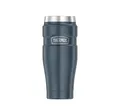 Thermos STAINLESS KING Thermobecher aus Edelstahl ice grey 0,47l - Coffee to Go Becher, absolut dicht, spülmaschinenfest, 7h heiß & 18h kalt, mit Haken für Teebeutel, BPA-frei