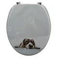 MSV WC Sitz Toilettendeckel MDF Holzkern „Doggy“ Scharniere aus Edelstahl