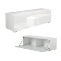 PLATAN ROOM Fernsehschrank TV-Lowboard 105/140 / 160/210 / 280 In Weiß Hängend Oder Stehend Hochglanz Matt (105 x 30 x 32, Weiss Matt/Weiß Hochglanz)