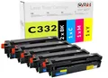 OBV Kompatibles Tonerkartuschen-Sparset, 5er-Pack, ersetzt Lexmark C3220K0, C3220C0, C3220M0, C3220Y0, für C3224dw, C3326dw, C3426dW, MC3224adwe, MC3224dwe, MC3326adwe, MC3426adW