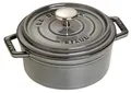 STAUB Mini Cocotte, Gusseisen Bräter, Alle Herdarten inkl Induktion, Rund, 12 cm, 0,4 L, Graphit-Grau