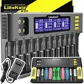 Akku Ladegerät für AA, AAA & 9V | Schnellladegerät mit LCD Display | 12 Schacht | NiMH, NiCd | Universal Batterielader | Retoo - Schwarz