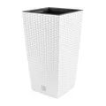 Blumentopf + Einsatz Blumenkübel Rattan RATO SQUARE DRTS265 Weiß 26L