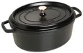 STAUB Cocotte, Gusseisen Bräter, Alle Herdarten inkl Induktion, Oval, 37 cm, 8 L, Made in France, Schwarz