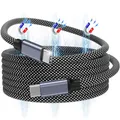 Magtame USB C Kabel, 240W magnetisches USB C auf USB C Kabel 5ft, 5A Nylon Geflochtene Schnellladeart C Kabel für Samsung S22 USB C Gerät (schwarz)