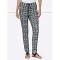 Webhose HEINE, Damen, Gr. 42, Normalgrößen, schwarz (schwarz, ecru, bedruckt), 65% Baumwolle, 32% Polyester, 3% Elasthan, gemustert, 7/8-Länge, Hosen