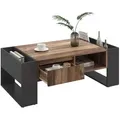 Couchtisch 111/60/40 cm, Sofatisch mit Schublade und offenen Fächern, Beistelltisch, Wohnzimmertisch - Braun