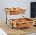 Polyrattan Stufen Etagere, 2 Körbe, Brotkorb, Obstkorb, Präsentationsständer