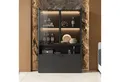 Merax Standvitrine Matt Glasvitrine mit LED-Beleuchtung und Stauraum (1-St., Standregal Schrank Vitrine) Wohnzimmerschrank mit Glastüren und Klapptür, H:120cm