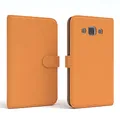 EAZY CASE Tasche kompatibel mit Samsung Galaxy A3 (2015) Schutzhülle mit Standfunktion Klapphülle Bookstyle, Handytasche Handyhülle mit Magnetverschluss und Kartenfach, Kunstleder, Orange