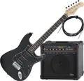 Rocktile Pro ST60-BK E-Gitarre All Black AK30A Set – Mahagoni-Korpus, Humbucker & Single-Coil Tonabnehmer, inkl. Combo-Verstärker & Kabel – Ideales E-Gitarren-Set für Einsteiger und Fortgeschrittene